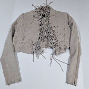 gray suede fringe jacket women size medium western country